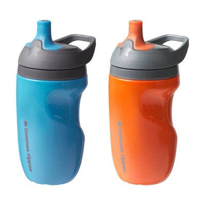 Image of Tommee Tippee 9 fl oz Insulated Sporty Toddler Water Bottle with Handle - Orange and Blue - 2pk