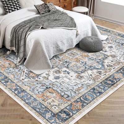 Garvee 10x13 Machine Washable Vintage Area Rug - Distressed Non-Slip Carpet for Living Room, Bedroom, and Dining Room