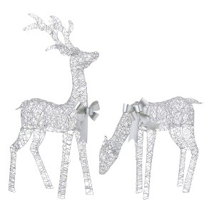 Christmas Metallic Silver Reindeer 36" Tall, Pre-Lit w/ 140 Micro Warm White LED Lights, Plug In - 1 of 4