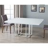 HomeRoots 59" White and Silver Wood and Metal Pedestal Base Square Dining Table - 2 of 4