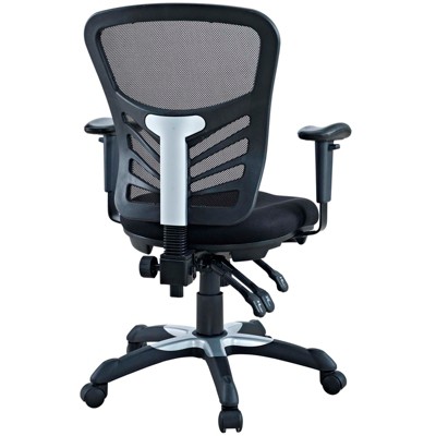 Black Mesh and Fabric Swivel Office Chair with Adjustable Arms