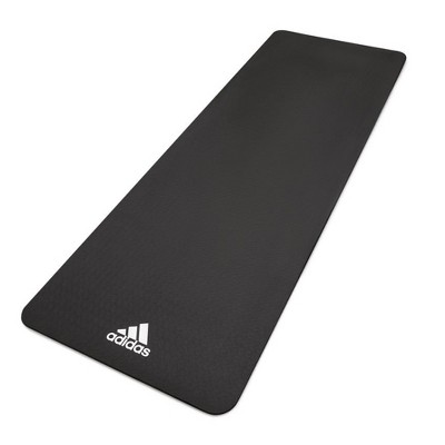 Adidas ADYG-10100BK Universal Exercise Roll Up Slip Resistant Fitness Pilates and Yoga Mat, 8mm Thick, Black