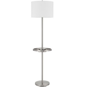 Cal Lighting Crofton metal floor lamp with metal tray table and 2 USB charging ports and a weight base. - 1 of 4