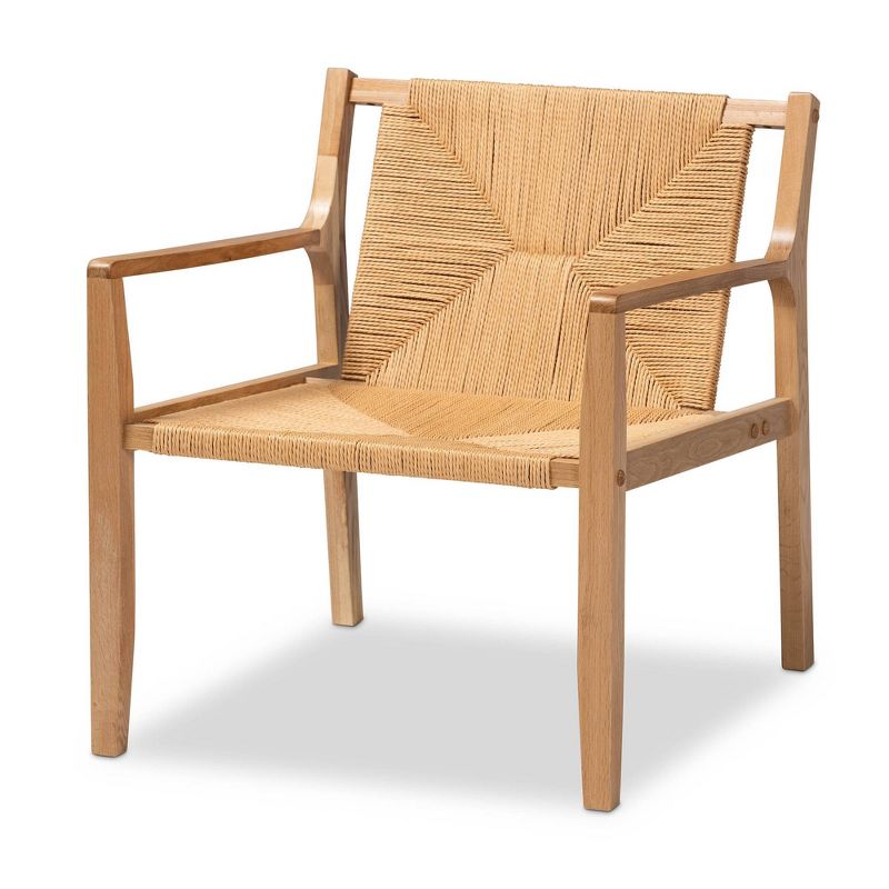 Delaney Wood Hemp Accent Chair Oak Brown - Baxton Studio, 5 of 15