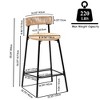 CAVINAS Set of 2 Paper Rope Bar Stools with Footrest,Boho Round Counter Stools with Black Metal Frame for Kitchen & Dining - 4 of 4