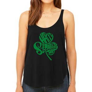 LA Pop Art Women's Premium Word Art Flowy Tank Top - St. Patrick's Day Shamrock - 1 of 4