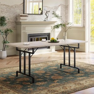 Tackview Dining Table for 6-8 People, 70.87-Inch Rectangular Wood Dining Table, Rustic Style Kitchen Table with Heavy Duty Metal Legs - 1 of 4