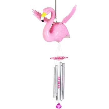 33.85" Flamingo Fluttering Wings Wind Chime Pink - Exhart