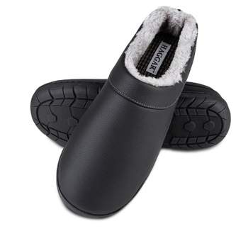 Haggar Men's Open Back Memory Foam Padded Clog Slippers with Indoor/Outdoor Sole