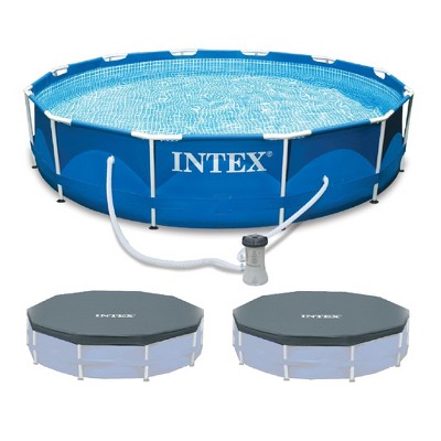 Intex 12'x30" Metal Frame Swimming Pool with Filter Pump & 2 Pool Debris Cover