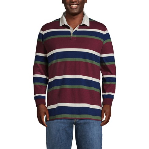 Lands End Men s Big And Tall Long Sleeve Stripe Rugby Shirt 2x Big Tall Burgundy Rugby Stripe Target