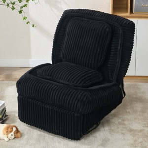 Corduroy Swivel Rocker Recliner Chair,Manual Glider Lounge Chair with Adjustable Backrest Footrest and Pillow for Living Room or Nursery-Koiai - 1 of 4