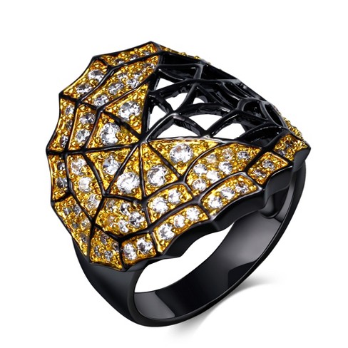 Spider Web Statement Ring for Women Goth Black Plated Cz Ginger Lyne Collection - image 1 of 4