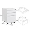 HDZNVF 3-Drawer Mobile Filing Cabinet With Lock, Storage Filing Office Cabinet, Metal Filing Cabinet - 4 of 4