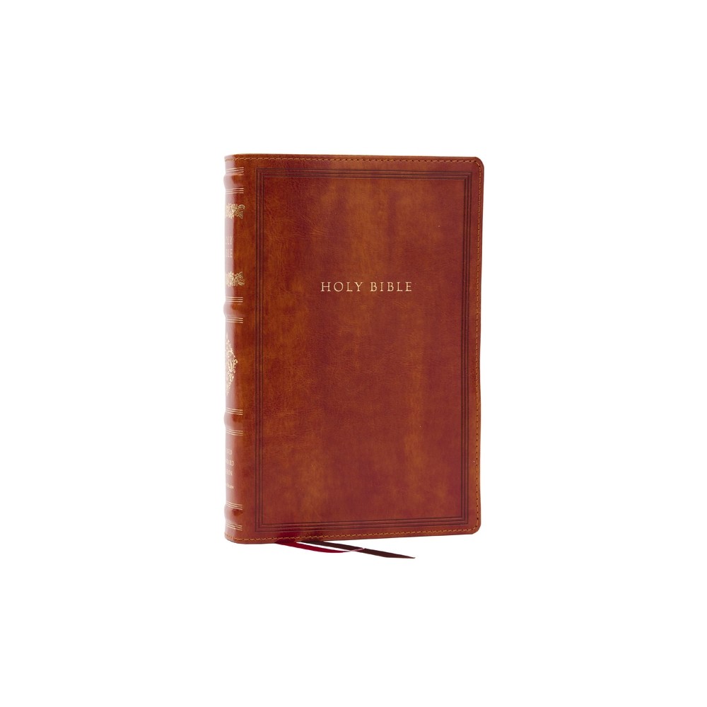 RSV Personal Size Bible with Cross References, Brown Leathersoft, (Sovereign Collection) - by Thomas Nelson (Leather Bound)