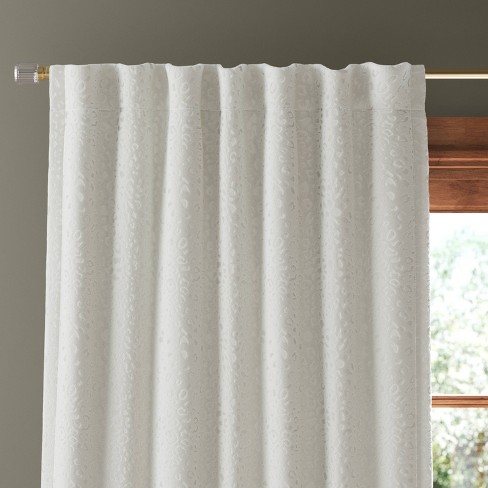 Blackout Embossed Velvet Curtain Panel Ivory - Threshold™ - image 1 of 4