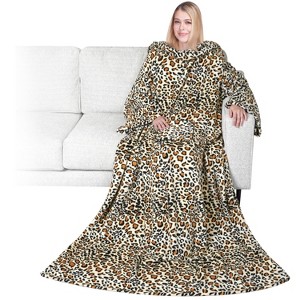 PAVILIA Fleece Wearable Blanket with Sleeves, Warm Cozy Soft Functional Lightweight Sleeved Throw Adults Men Women - 1 of 4