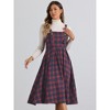 INSPIRE CHIC Women's Plaid Vintage Sleeveless A-Line Overall Pinafore Dress - 3 of 4