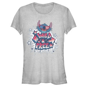 Lilo & Stitch Juniors Womens July 4th Troublemaker Wild and Free