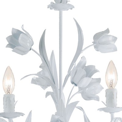 White Floral 5-Light Mini Chandelier with Crystal Accents