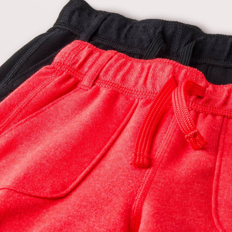 Toddler Boys' 2pk Adaptive Knit Pull-On Shorts - Cat & Jack™ Red/Black , 4 of 5
