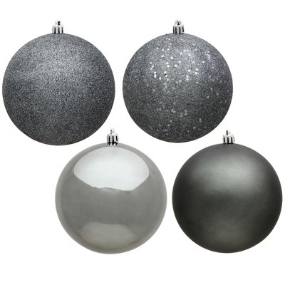 Vickerman Shatterproof 6 Silver 4-Finish Ball Christmas Ornament, 4 per Box