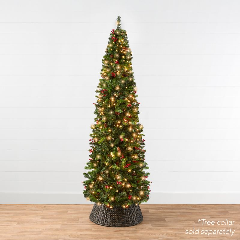 Best Choice Products Pre-Lit Pencil Christmas Tree Pre-Decorated Holiday Accent w/ Base, 2 of 11