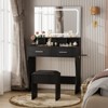 31.26*15.75*54.25 inch Dressing table，large makeup mirror， with two drawers, Hair dryer rack, and shelves for neat storage, Upholstered seats，black - 4 of 4