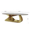 Lyngins Modern Faux Marble Coffee Table with Premium Sintered Stone Top & Stainless Steel Base, Stain/Heat-Resistant, Elegant Living Room Table - 4 of 4