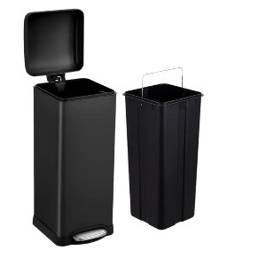 8 Gallon Kitchen Trash Can, Stainless Steel Garbage Can, Waste Bin with Removable Inner Bucket for Bathroom, Living Room, Office - 1 of 4