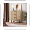 Fluted 3-Drawer Dresser, Wide Modern Chest with Metal Legs, Wooden Storage Cabinet for Bedroom, ing Room, Entryway, White/Yellow - 2 of 4