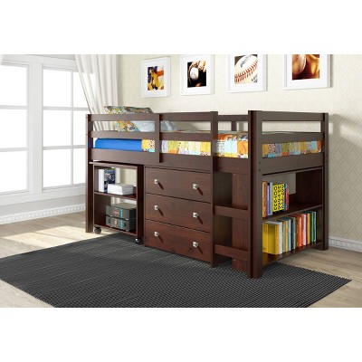Low Loft Bed Cappuccino - Donco Kids