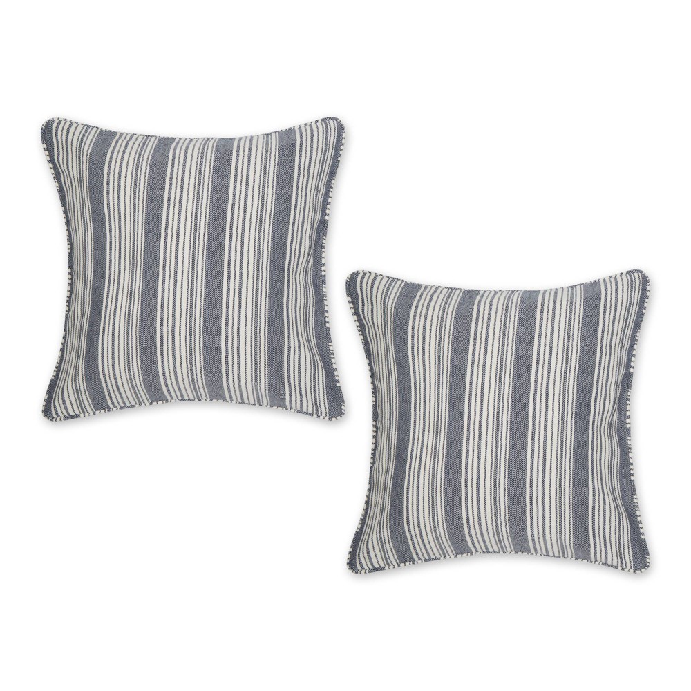 Photos - Pillow 2pc 18"x18" Herringbone Striped Recycled Cotton Square Throw  Cover