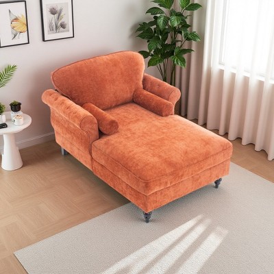 43.3" Chenille Oversized Chaise Lounge Chair with Wide Seat