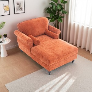 43.3" Chenille Oversized Chaise Lounge Chair with Wide Seat - 1 of 4