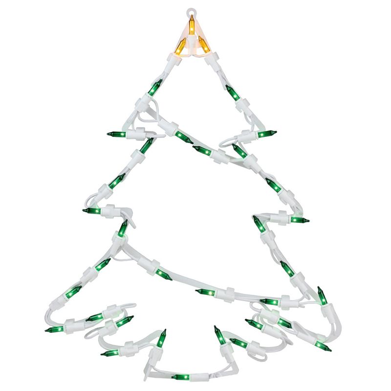 Northlight 15" Green and Yellow Lighted Christmas Tree Window Silhouette Decoration, 2 of 4