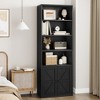 Tall Bookcase with Doors, Industrial Farmhouse Bookshelf with Storage Cabinet, Freestanding Bookshelf for Home - 3 of 4