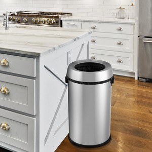 Garvee 65 L / 17 Gal Open Top Trash Can Commercial Grade Heavy Duty Brushed Stainless Steel for Outdoor | Kitchen Waste Bins Home House Family - 1 of 4