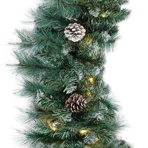 Best Choice Products 9ft Pre-Lit Pre-Decorated Garland w/ PVC Branch Tips, 50 Lights, Pine Cones, Berries - 1 of 4