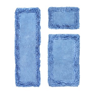 Shaggy Border Collection 3-Piece Bath Rug Set 100% Cotton Tufted Weave Ruffle Border Pattern Bathroom Rug for Machine Washable Bathmat - 1 of 4