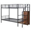 Twin Over Full Bunk Bed, Bunk Bed With Wardrobe, Lateral Storage Ladder, Solid Slates, Multi Functional Bunk Bed For Dormitory, Bedroom - 3 of 4