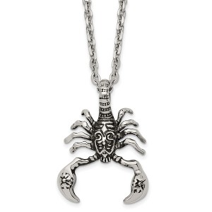 Black Bow Jewelry Men's Stainless Steel Antiqued Scorpion Necklace, 24 Inch - 1 of 4