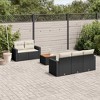 vidaXL 6 Piece Patio Sofa Set with Cushions Black Poly Rattan - Black and Cream - 2 of 4