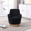 TIRAMISUBEST Velvet Swivel Barrel Chair, Accent Armchair with Gold Stainless Steel Base, Comfy Round Reading Chair for Living Room, Bedroom (Black) - 2 of 4