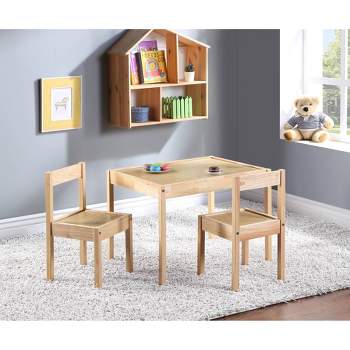 Olive & Opie Della Solid Wood Kids' Table and Chair Set - Natural - 3pc