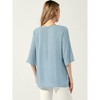 Allegra K Women's Lace Trim Ruched Comfy Summer 1/2 Sleeve V Neck Shirt - 4 of 4