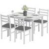 HOMCOM 5-Piece Dining Table Set, Small Kitchen Table Set for 4 with Upholstered Padded Chairs and Rubber Wood Legs and Back for Small Space, White - 4 of 4
