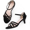 BLISSFUL STEP Women's Velvet Open Toe Kitten Heel Ankle Strap Sandals - 2 of 3