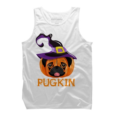 Men's Design By Humans Pugkin Pumpin Halloween By trantanphat95 Tank Top