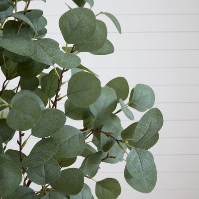 5-Foot Green Artificial Eucalyptus Tree in Black Plastic Pot